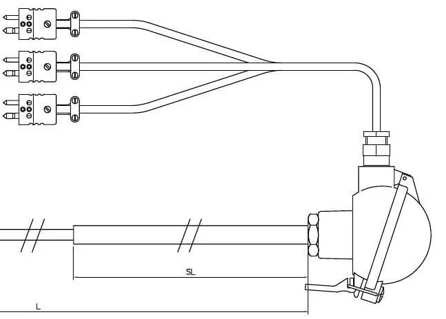 Triplex thermocouple drawing